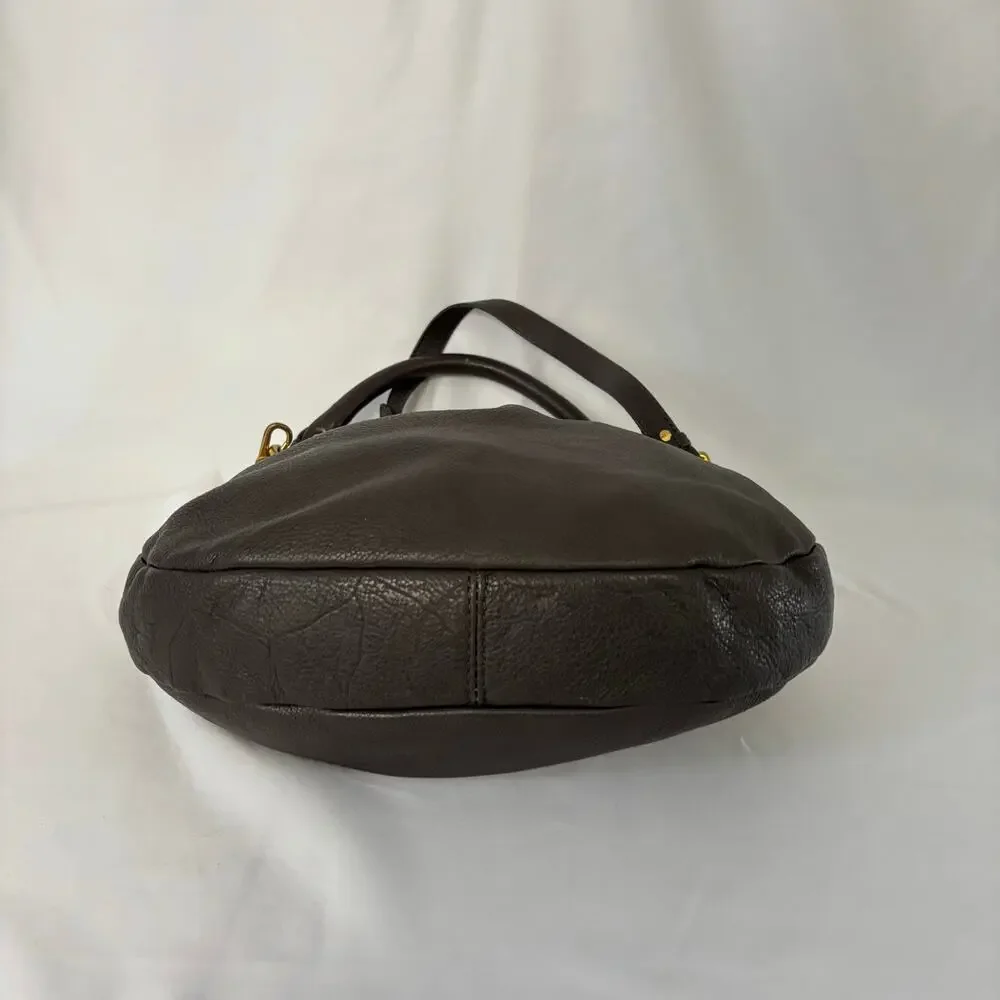 Marc Jacobs Classic Q Hillier Hobo Bag Gray Pebbled Leather Handbag Purse